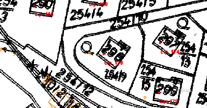 Opatovec 178 na parcele st. 296 v KÚ Opatovec, Katastrální mapa