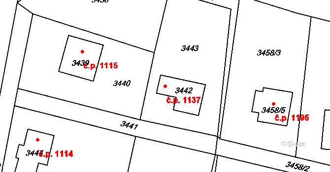 Lutyně 1137, Orlová na parcele st. 3442 v KÚ Horní Lutyně, Katastrální mapa