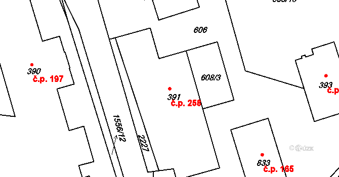 Prachatice II 258, Prachatice na parcele st. 391 v KÚ Prachatice, Katastrální mapa
