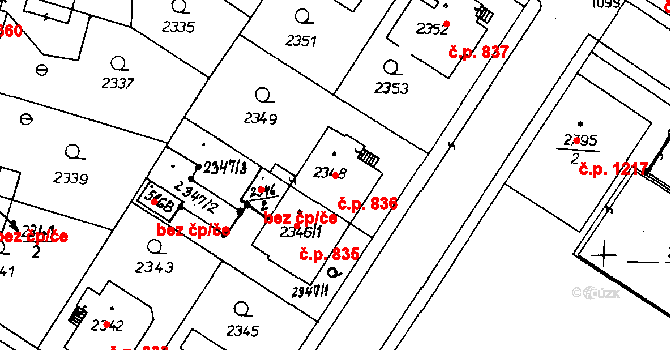 Poděbrady III 836, Poděbrady na parcele st. 2348 v KÚ Poděbrady, Katastrální mapa