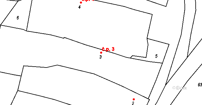 Střelskohoštická Lhota 3, Střelské Hoštice na parcele st. 3 v KÚ Střelskohoštická Lhota, Katastrální mapa