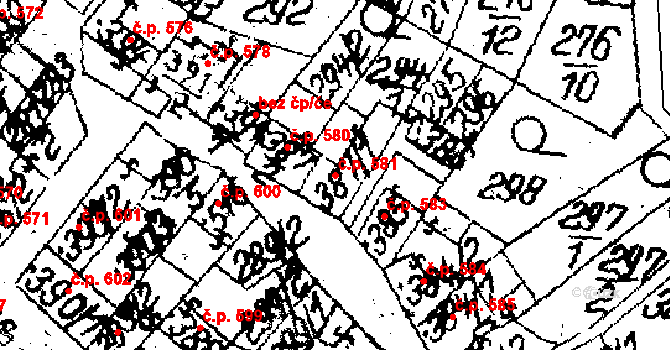 Jaroměřice nad Rokytnou 581 na parcele st. 387/1 v KÚ Jaroměřice nad Rokytnou, Katastrální mapa