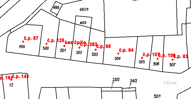 Opatovice 85 na parcele st. 503 v KÚ Opatovice u Rajhradu, Katastrální mapa