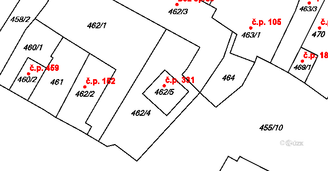 Chotíkov 331 na parcele st. 462/5 v KÚ Chotíkov, Katastrální mapa