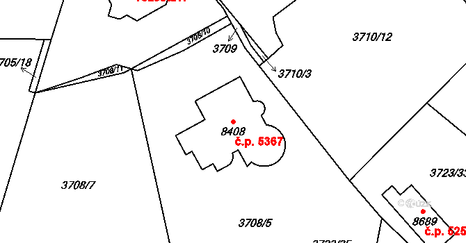 Zlín 5367 na parcele st. 8408 v KÚ Zlín, Katastrální mapa