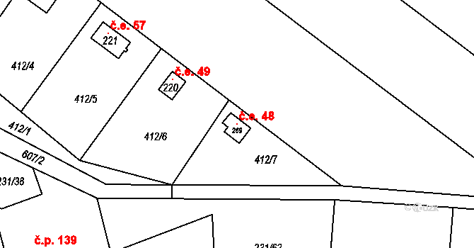 Lazníky 48 na parcele st. 269 v KÚ Lazníky, Katastrální mapa