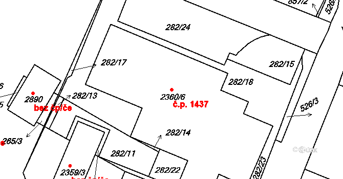 Neratovice 1437 na parcele st. 2360/6 v KÚ Neratovice, Katastrální mapa
