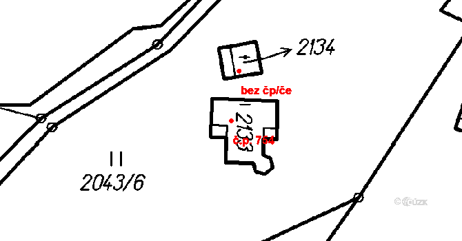 Čeladná 754 na parcele st. 2133 v KÚ Čeladná, Katastrální mapa