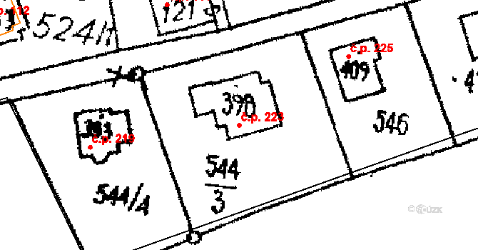 Opatovec 223 na parcele st. 398 v KÚ Opatovec, Katastrální mapa