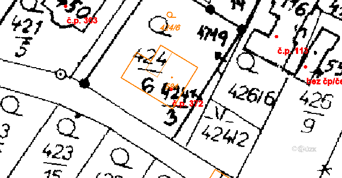 Horní Ředice 372 na parcele st. 584 v KÚ Horní Ředice, Katastrální mapa