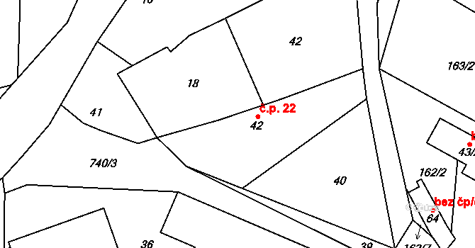 Alberovice 22, Loket na parcele st. 42 v KÚ Alberovice, Katastrální mapa