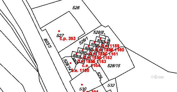 Děčín IV-Podmokly 1157, Děčín na parcele st. 528/5 v KÚ Podmokly, Katastrální mapa