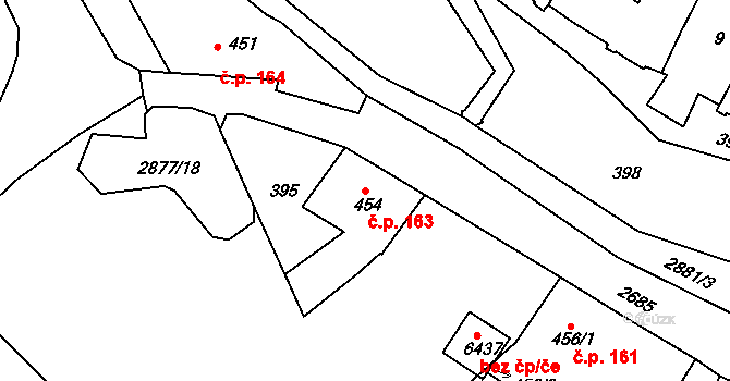 Chrudim II 163, Chrudim na parcele st. 454 v KÚ Chrudim, Katastrální mapa