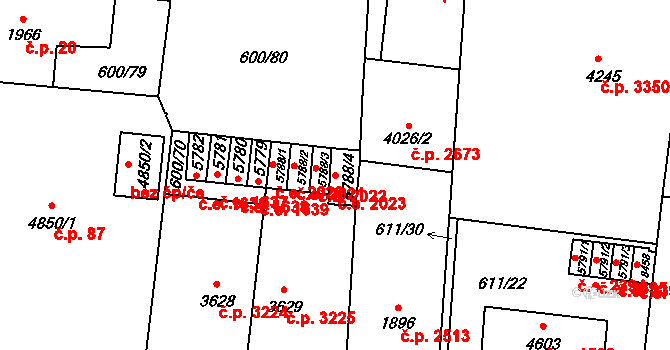 Zlín 2023 na parcele st. 5788/4 v KÚ Zlín, Katastrální mapa