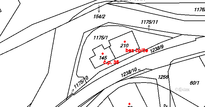 Heřmanice 36 na parcele st. 145 v KÚ Heřmanice u Frýdlantu, Katastrální mapa