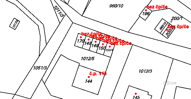 Horní Radouň 41037740 na parcele st. 149 v KÚ Horní Radouň, Katastrální mapa