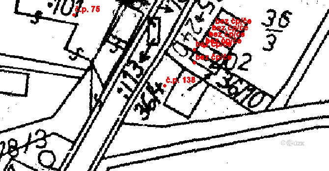 Velká Chyška 138 na parcele st. 202 v KÚ Velká Chyška, Katastrální mapa