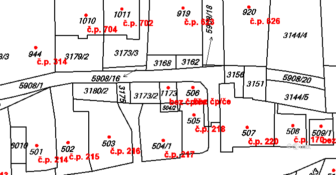 Polešovice 43178740 na parcele st. 1173 v KÚ Polešovice, Katastrální mapa