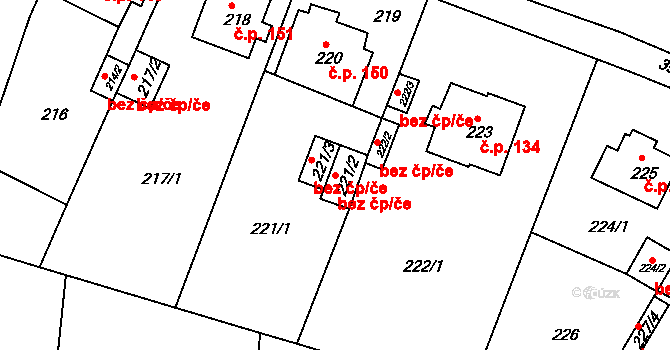 Bílina 45030740 na parcele st. 221/2 v KÚ Bílina, Katastrální mapa