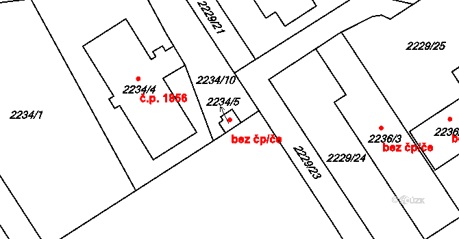 Teplice 45111740 na parcele st. 2234/5 v KÚ Teplice-Trnovany, Katastrální mapa
