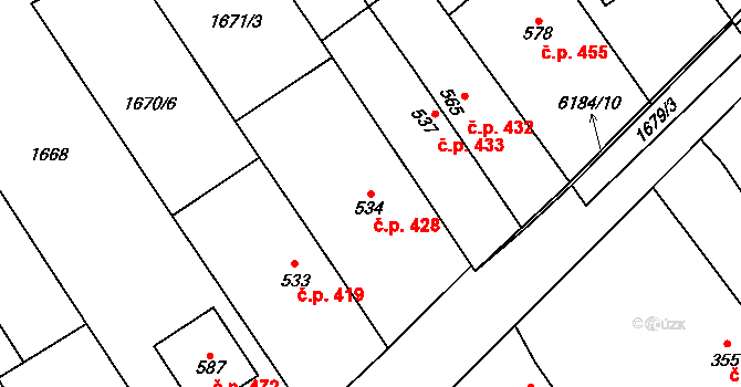 Březolupy 428 na parcele st. 534 v KÚ Březolupy, Katastrální mapa