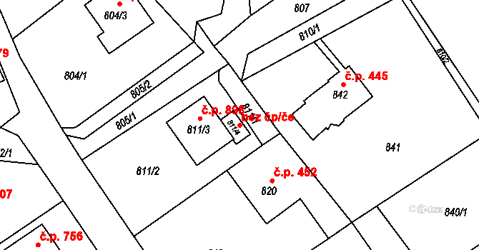 Liberec 47061740 na parcele st. 811/4 v KÚ Ruprechtice, Katastrální mapa