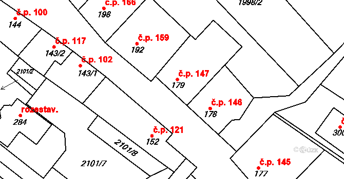 Drysice 147 na parcele st. 179 v KÚ Drysice, Katastrální mapa