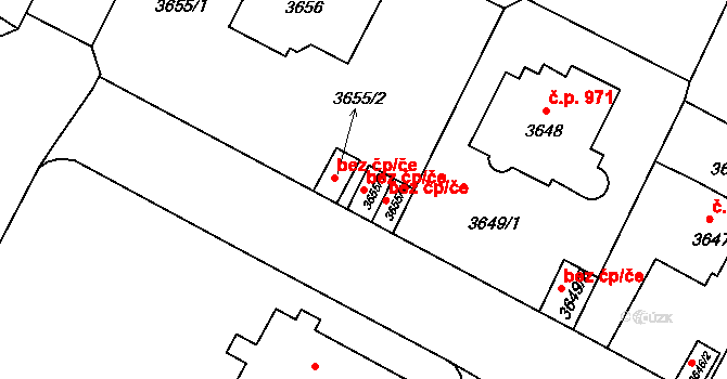 Litoměřice 47611740 na parcele st. 3655/3 v KÚ Litoměřice, Katastrální mapa