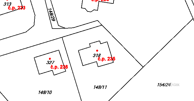 Horní Libchavy 235, Libchavy na parcele st. 318 v KÚ Horní Libchavy, Katastrální mapa
