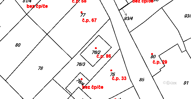 Nejdek 86, Lednice na parcele st. 76/2 v KÚ Nejdek u Lednice, Katastrální mapa