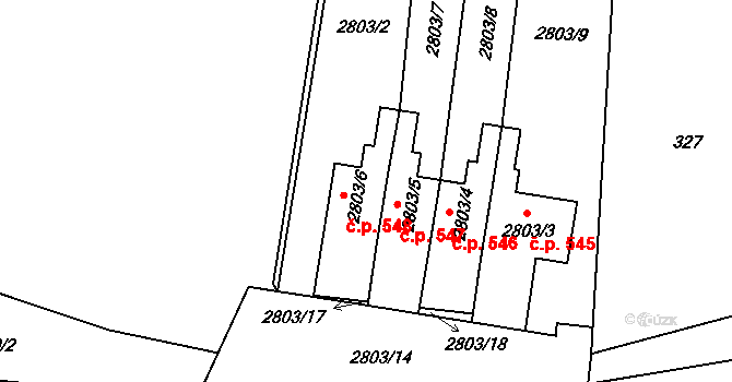 Veselí nad Lužnicí I 548, Veselí nad Lužnicí na parcele st. 2803/6 v KÚ Veselí nad Lužnicí, Katastrální mapa