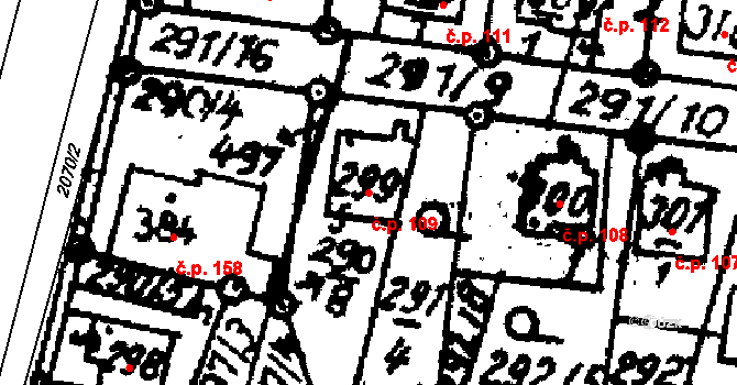 Velichovky 109 na parcele st. 299 v KÚ Velichovky, Katastrální mapa