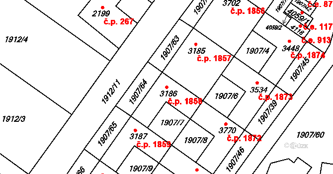 Náchod 1858 na parcele st. 3186 v KÚ Náchod, Katastrální mapa