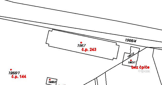 Lužná 243 na parcele st. 1967 v KÚ Lužná u Rakovníka, Katastrální mapa