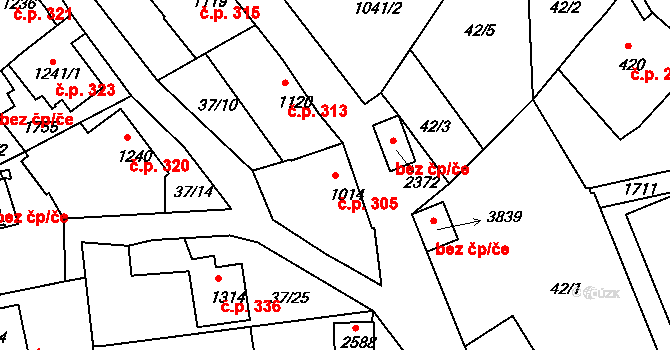 Plešivec 305, Český Krumlov na parcele st. 1014 v KÚ Český Krumlov, Katastrální mapa