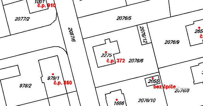 Humpolec 372 na parcele st. 2275 v KÚ Humpolec, Katastrální mapa