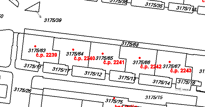 Louny 2241 na parcele st. 3175/65 v KÚ Louny, Katastrální mapa