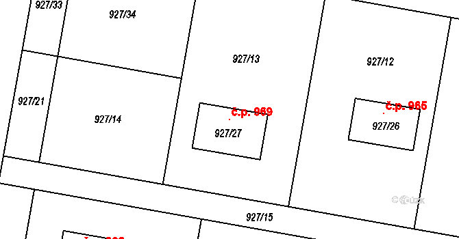 Paskov 969 na parcele st. 927/27 v KÚ Paskov, Katastrální mapa