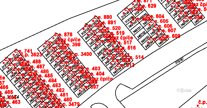 Vyškov-Předměstí 510, Vyškov na parcele st. 340/139 v KÚ Vyškov, Katastrální mapa