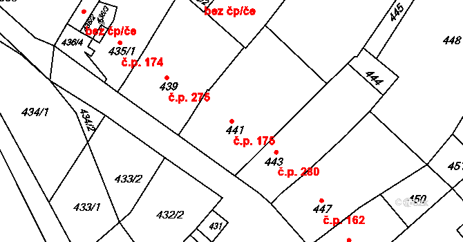 Borkovany 175 na parcele st. 441 v KÚ Borkovany, Katastrální mapa