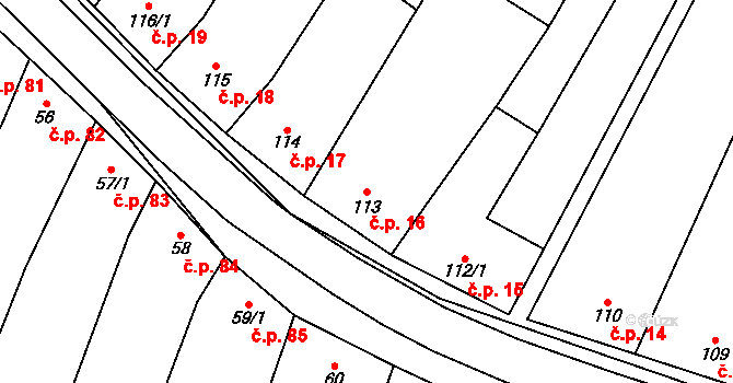Uherčice 16 na parcele st. 113 v KÚ Uherčice u Hustopečí, Katastrální mapa