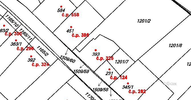 Kvasice 325 na parcele st. 393 v KÚ Kvasice, Katastrální mapa