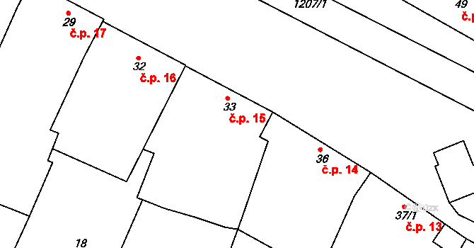 Zlámanka 15, Kroměříž na parcele st. 33 v KÚ Zlámanka, Katastrální mapa