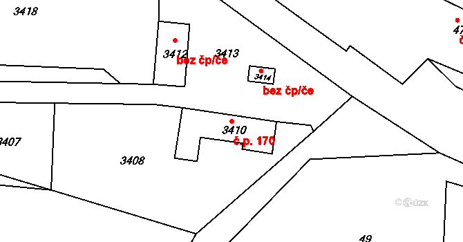 Čížov 170, Horní Břečkov na parcele st. 3410 v KÚ Čížov, Katastrální mapa