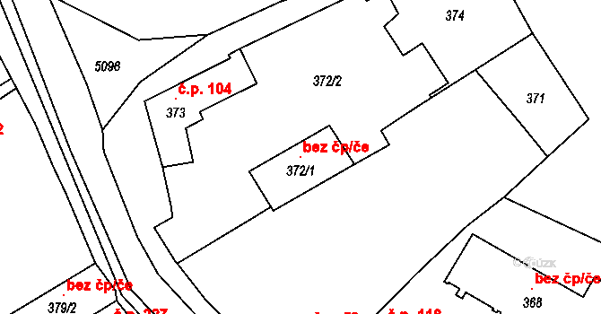 Milovice 107220741 na parcele st. 372/1 v KÚ Milovice nad Labem, Katastrální mapa