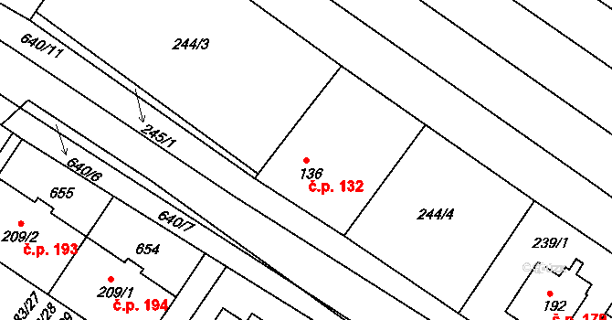 Kravsko 132 na parcele st. 136 v KÚ Kravsko, Katastrální mapa
