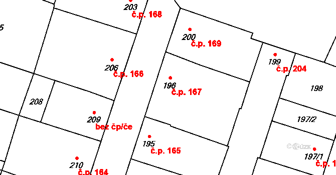 Šanov 167 na parcele st. 196 v KÚ Šanov nad Jevišovkou, Katastrální mapa
