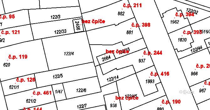 Telč 118882741 na parcele st. 2664 v KÚ Telč, Katastrální mapa