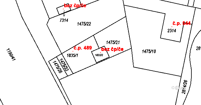 Chrudim 118940741 na parcele st. 1835/2 v KÚ Chrudim, Katastrální mapa