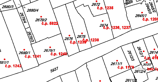 Jihlava 1238 na parcele st. 2675 v KÚ Jihlava, Katastrální mapa